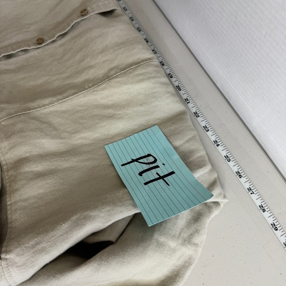 Laura Plus 100% Linen Lagenlook Button Down Tunic Top in Neutral Size 20 - Picture 6 of 15